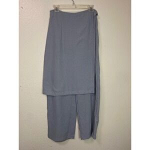 Zara Sarong Pant Skirt Blue Layered Wrap Skirt Wide Leg Pants Size M High Rise